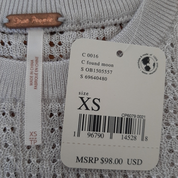 Free People H20 Crew Pullover Found Moon XS - Picture 7 of 10